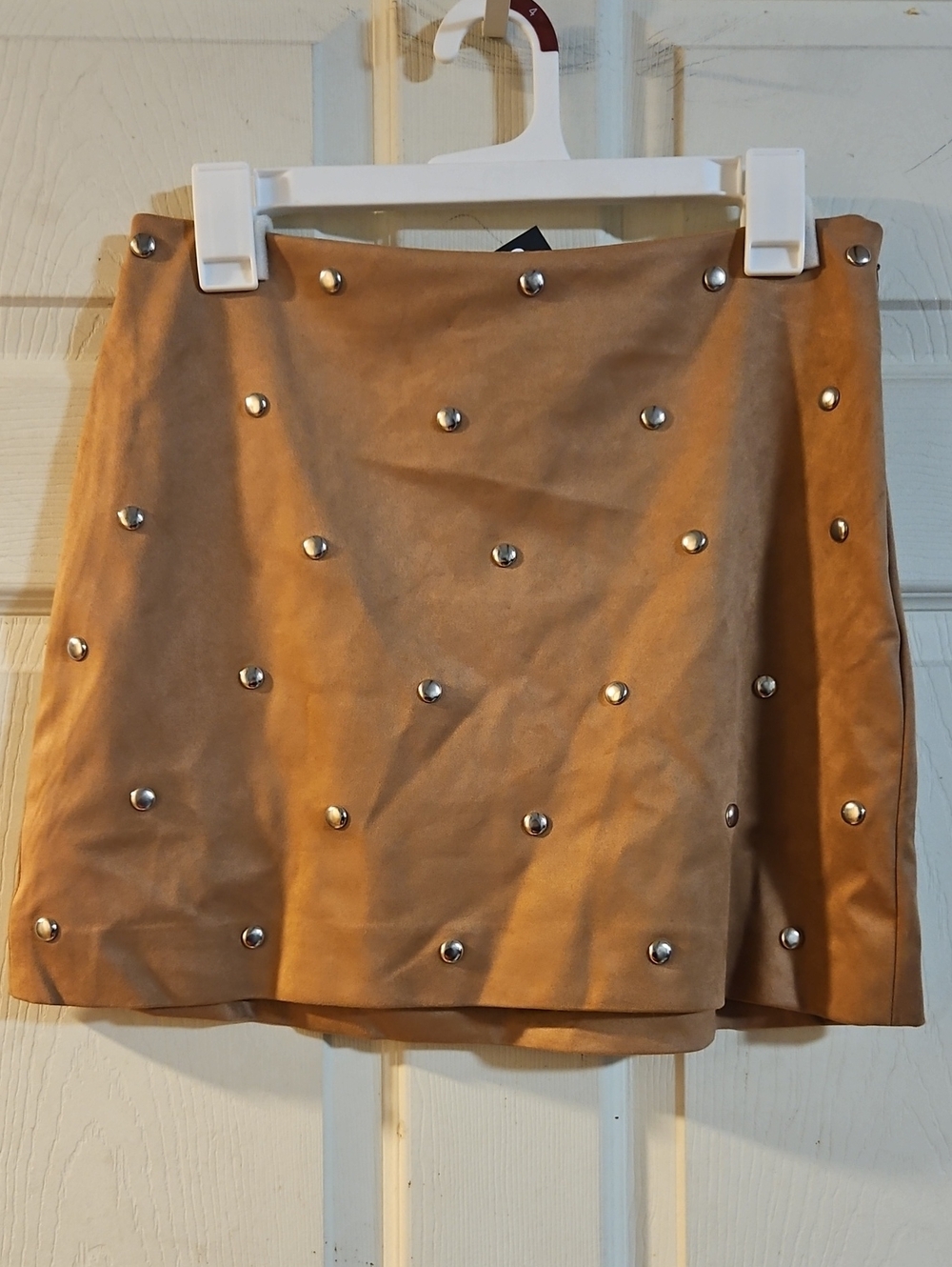 FUTURE COLLECTIVE STUDDED SKIRT: COGNAC BROWN: NEW WITH TAGS: SIZE 4
